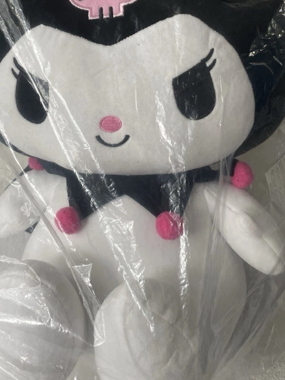 Hello Kitty Kuromi Plush Character Bag White Black Pink Accents
